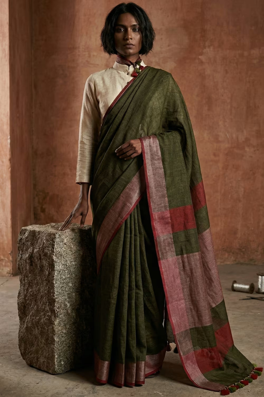 OLIVE HARVEST | Linen by Linen | Indidha Saree