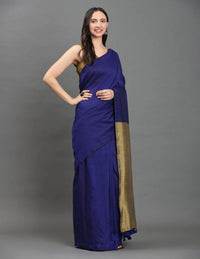 MIDNIGHT SONATA | Cotton | Indidha Saree -  Royal Blue & Gold Handloom Cotton Saree | Elegant Tassel Saree for Festive Wear  Shop our handcrafted royal blue and gold handloom cotton saree featuring a golden pallu and tassel details. Perfect for festive elegance or all-day comfort wear.