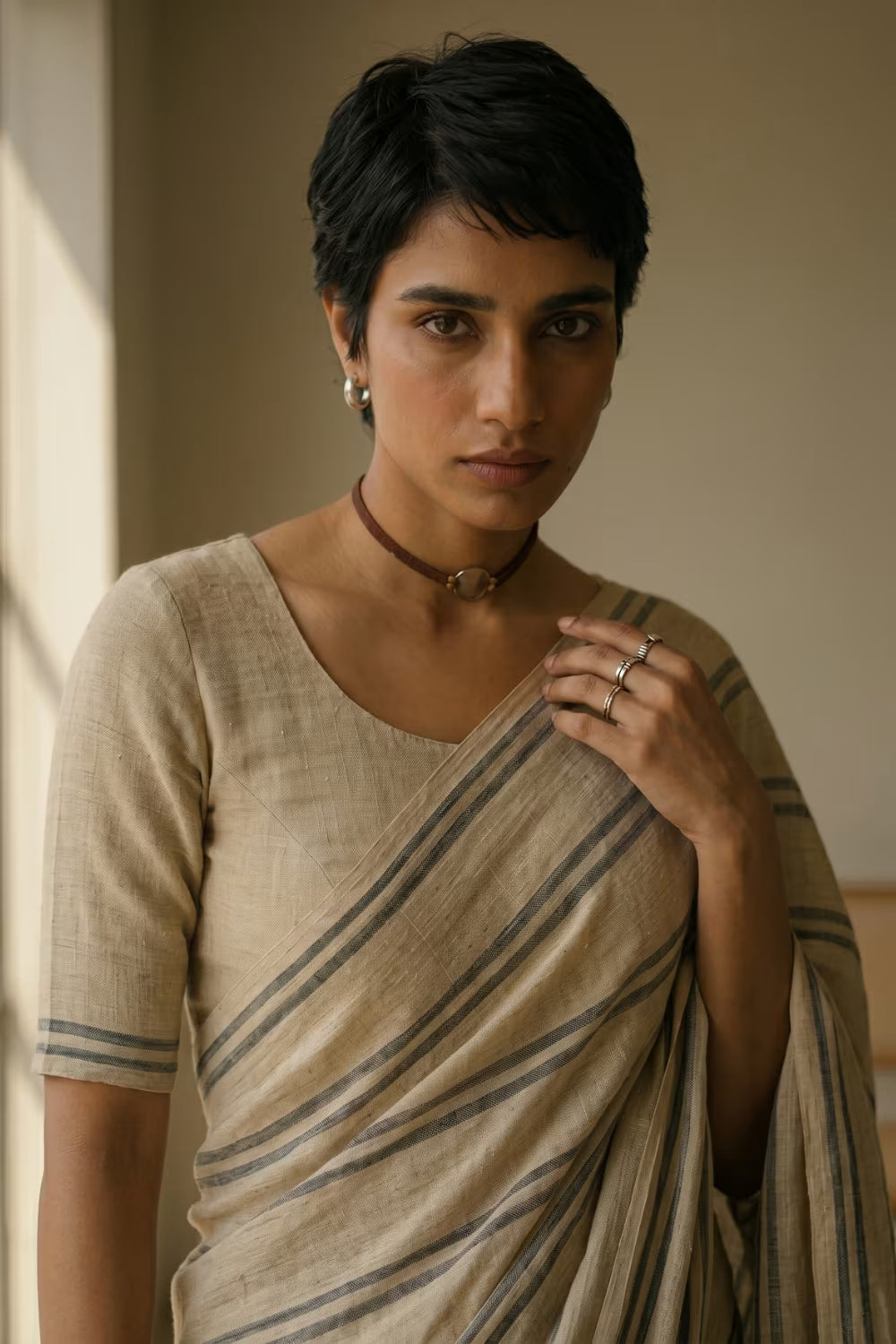 Chalk & Slate | Slub Cotton | Indidha Saree