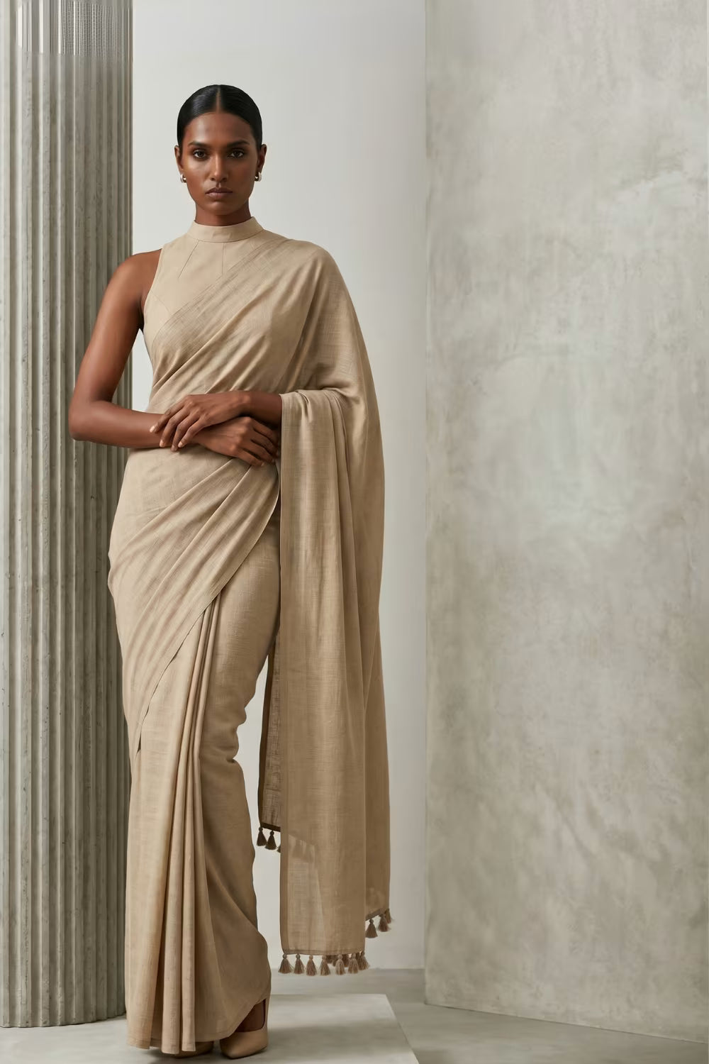 Oatline | Slub Cotton | Indidha Saree
