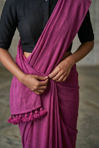 Aniline Plum | Mul Cotton | Indidha Saree