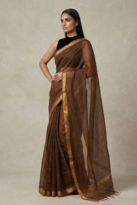 EARTHY BROWN | Kota Doria | Indidha Saree