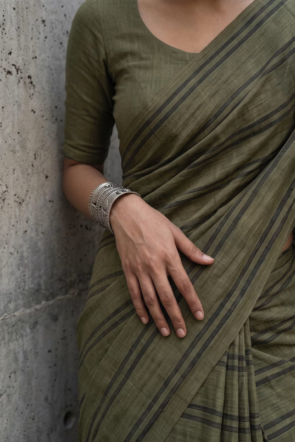 Moss Stride | Slub Cotton | Indidha Saree