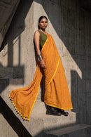 Ochre Block | Mul Cotton | Indidha Saree