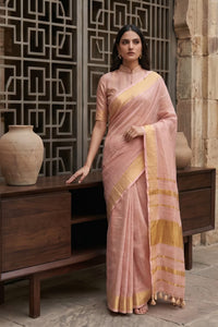ZARSI GULABI | Linen Tissue | Indidha Saree