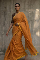 Ochre Block | Mul Cotton | Indidha Saree