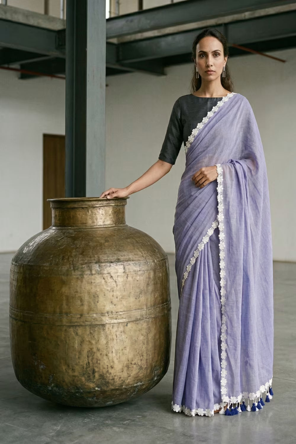 BLUE BLOSSOMES | Mul Cotton | Indidha Saree