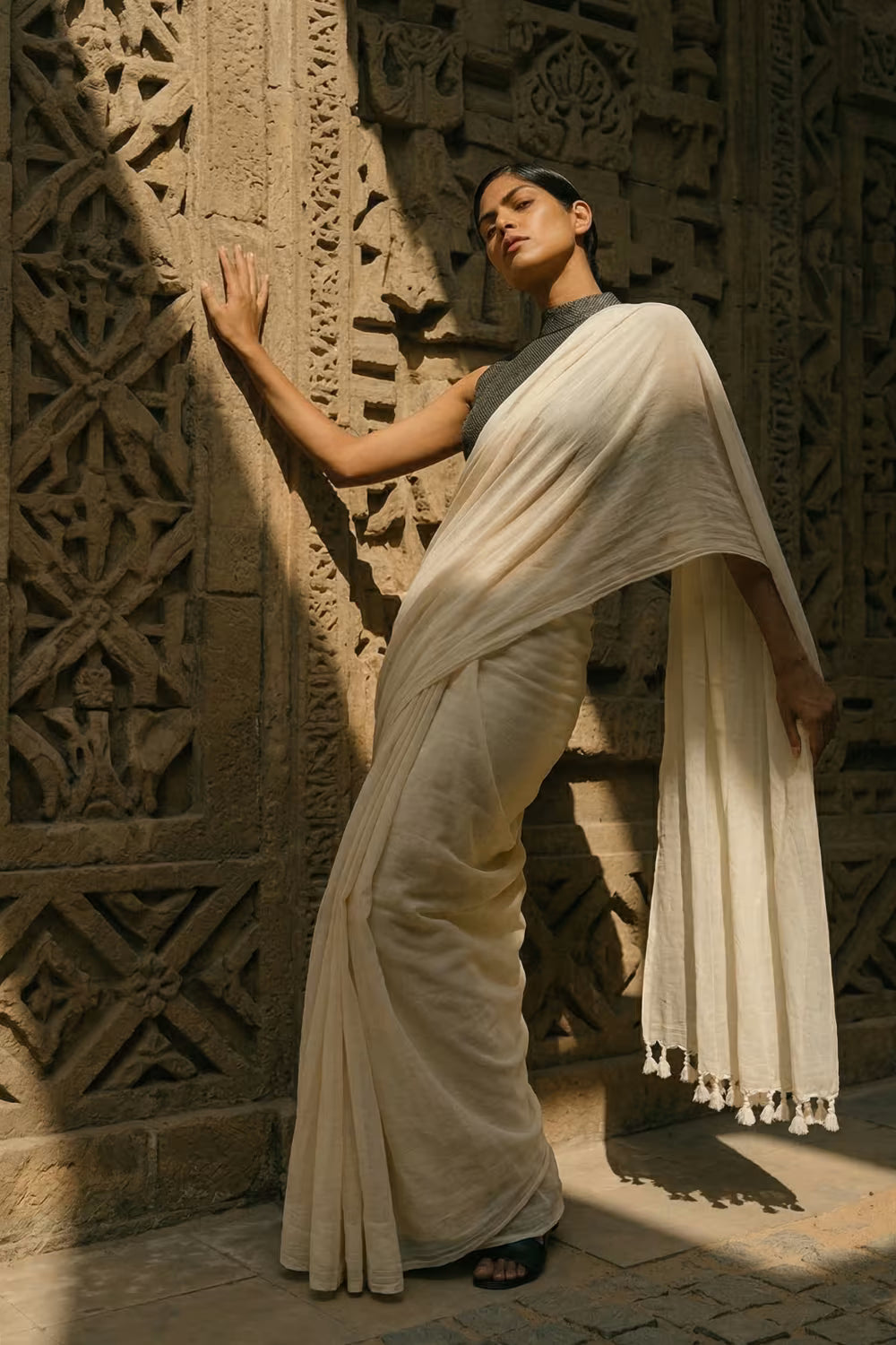 Soft Silence | Mul Cotton | Indidha Saree