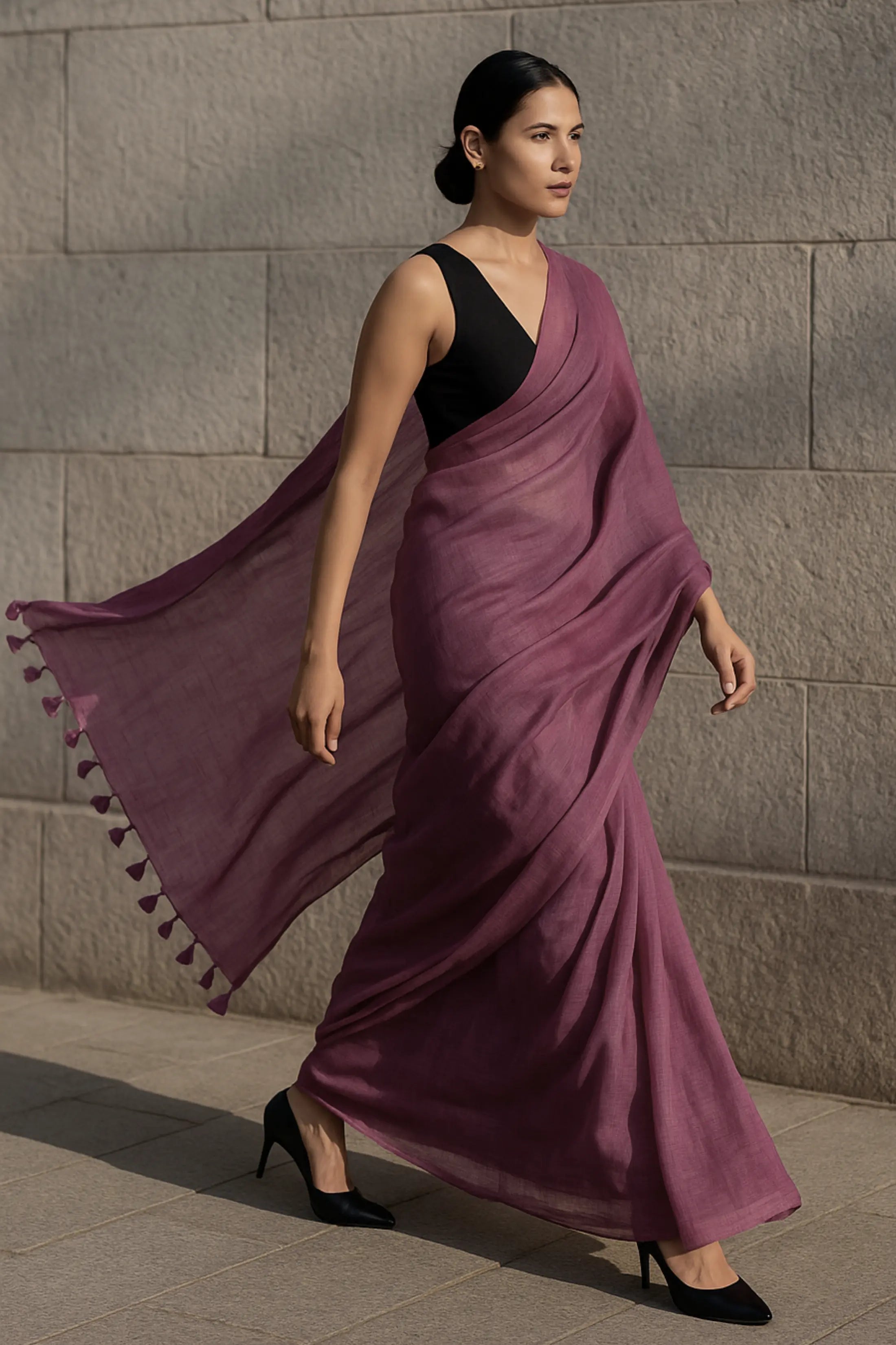 Twilight Lavender | Handloom Mul Cotton | Indidha Saree