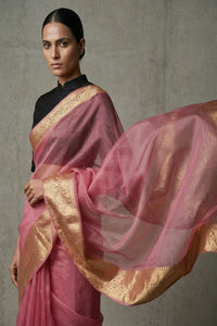 PINK OPAL | Organza with Banarasi Border | Indidha Saree