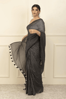 PRISHA | Mul Cotton | Indidha Saree -  Prisha: Pure Mul Cotton Handloom Saree | Indidha  Shop 'Prisha' – a breathable pure mul cotton saree in elegant black & white stripes. Lightweight, handloom-woven & perfect for all-day wear.