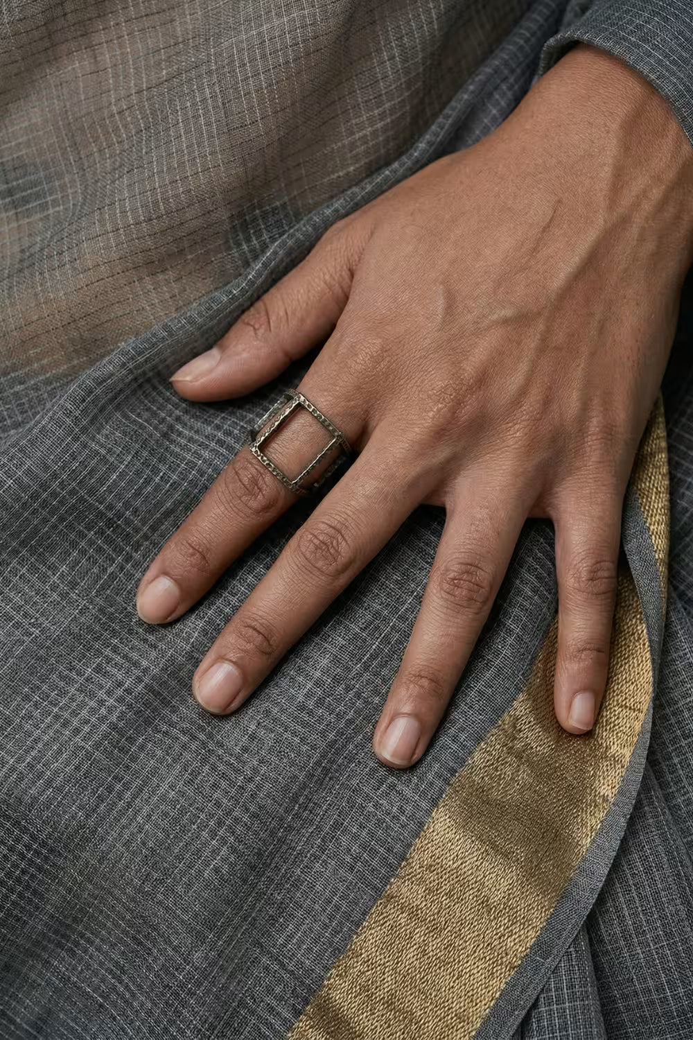 CHARCOAL ASH | Kota Doria | Indidha Saree