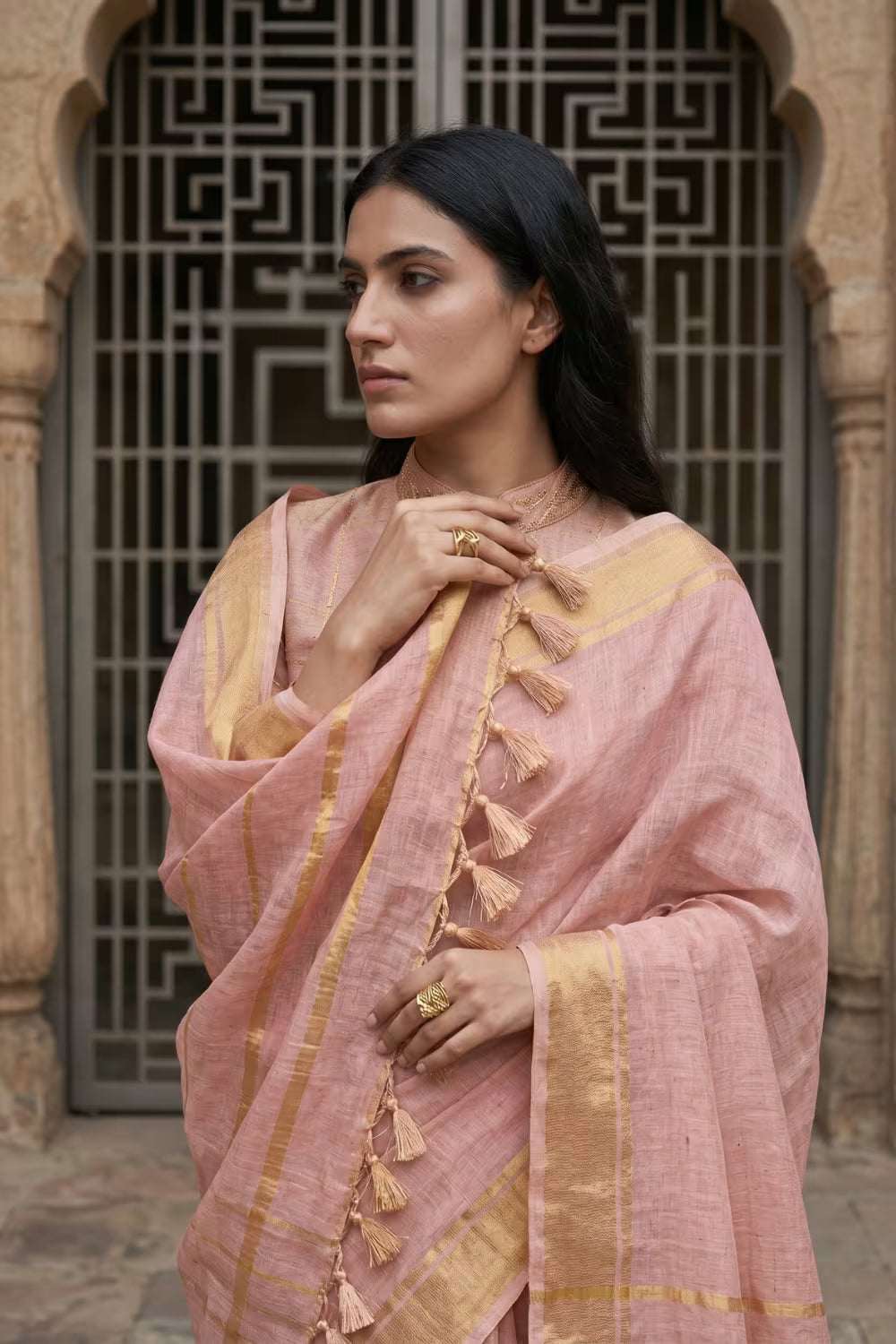 ZARSI GULABI | Linen Tissue | Indidha Saree