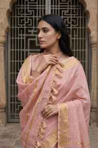 ZARSI GULABI | Linen Tissue | Indidha Saree