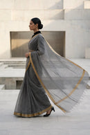 CHARCOAL ASH | Kota Doria | Indidha Saree