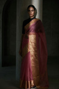 PINK OPAL | Organza with Banarasi Border | Indidha Saree