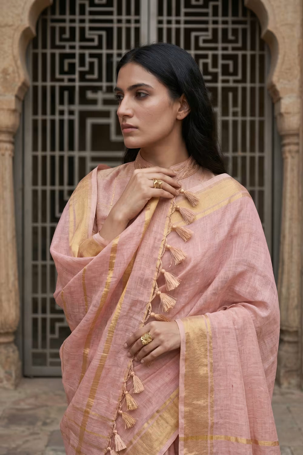 ZARSI GULABI | Linen Tissue | Indidha Saree