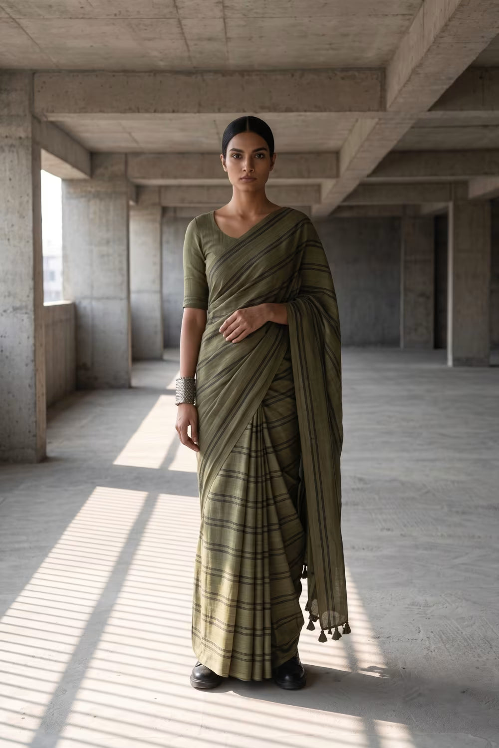 Moss Stride | Slub Cotton | Indidha Saree