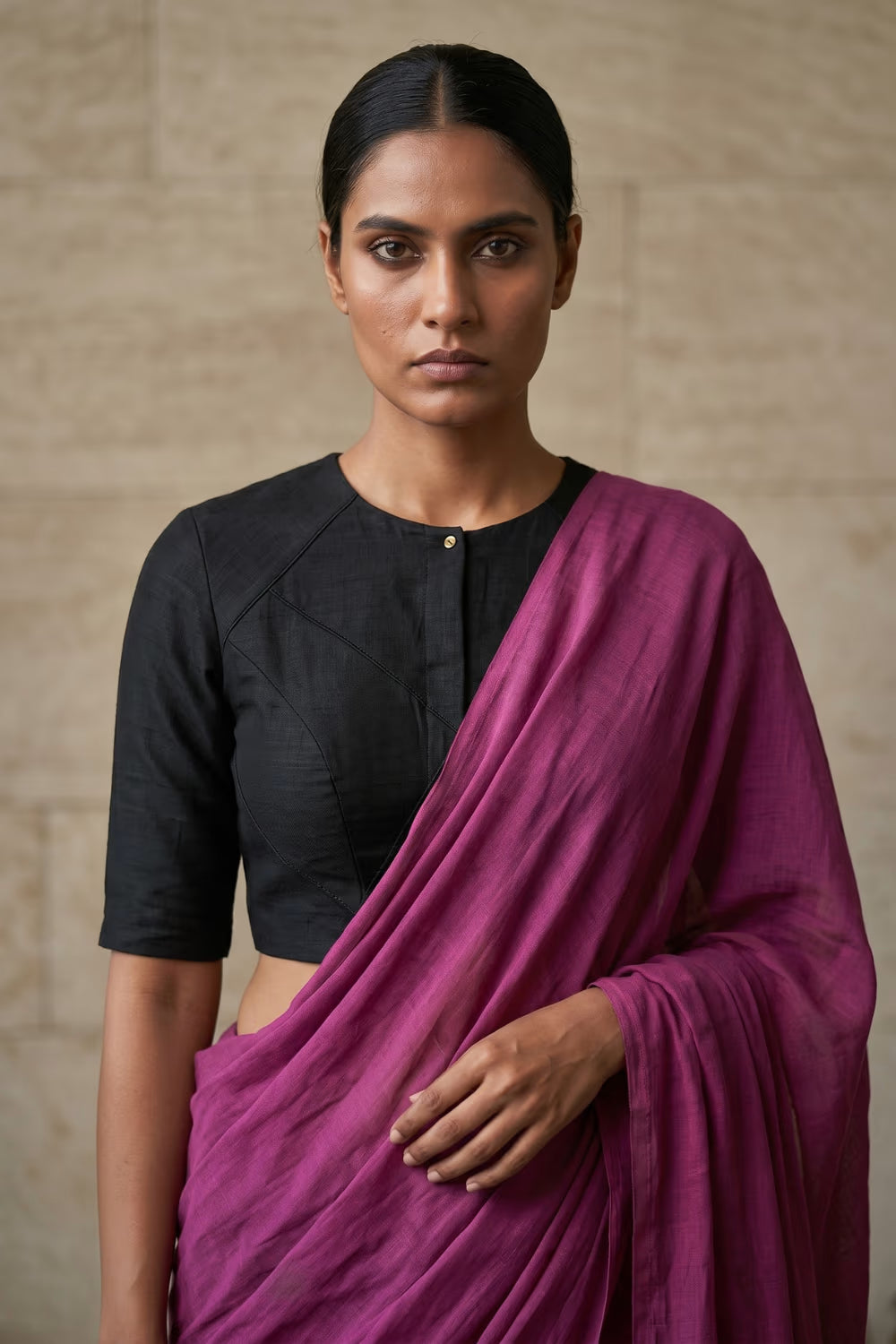 Aniline Plum | Mul Cotton | Indidha Saree