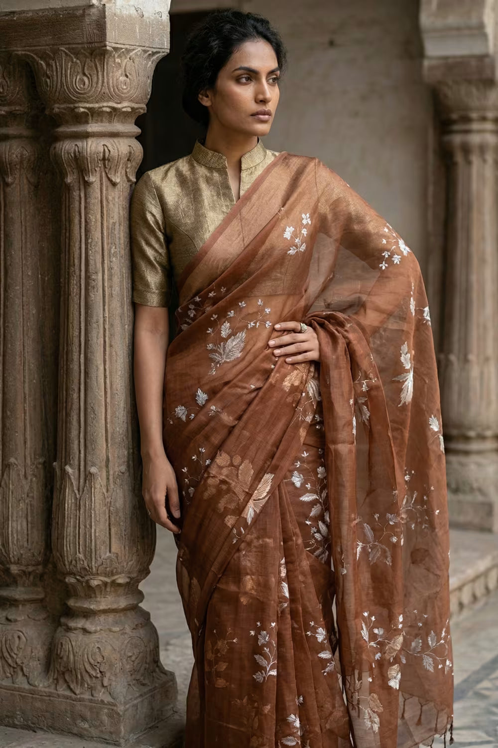 CREST | Organza Kota Embroidery | Indidha Saree