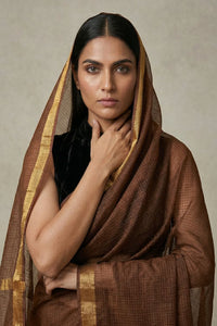 EARTHY BROWN | Kota Doria | Indidha Saree