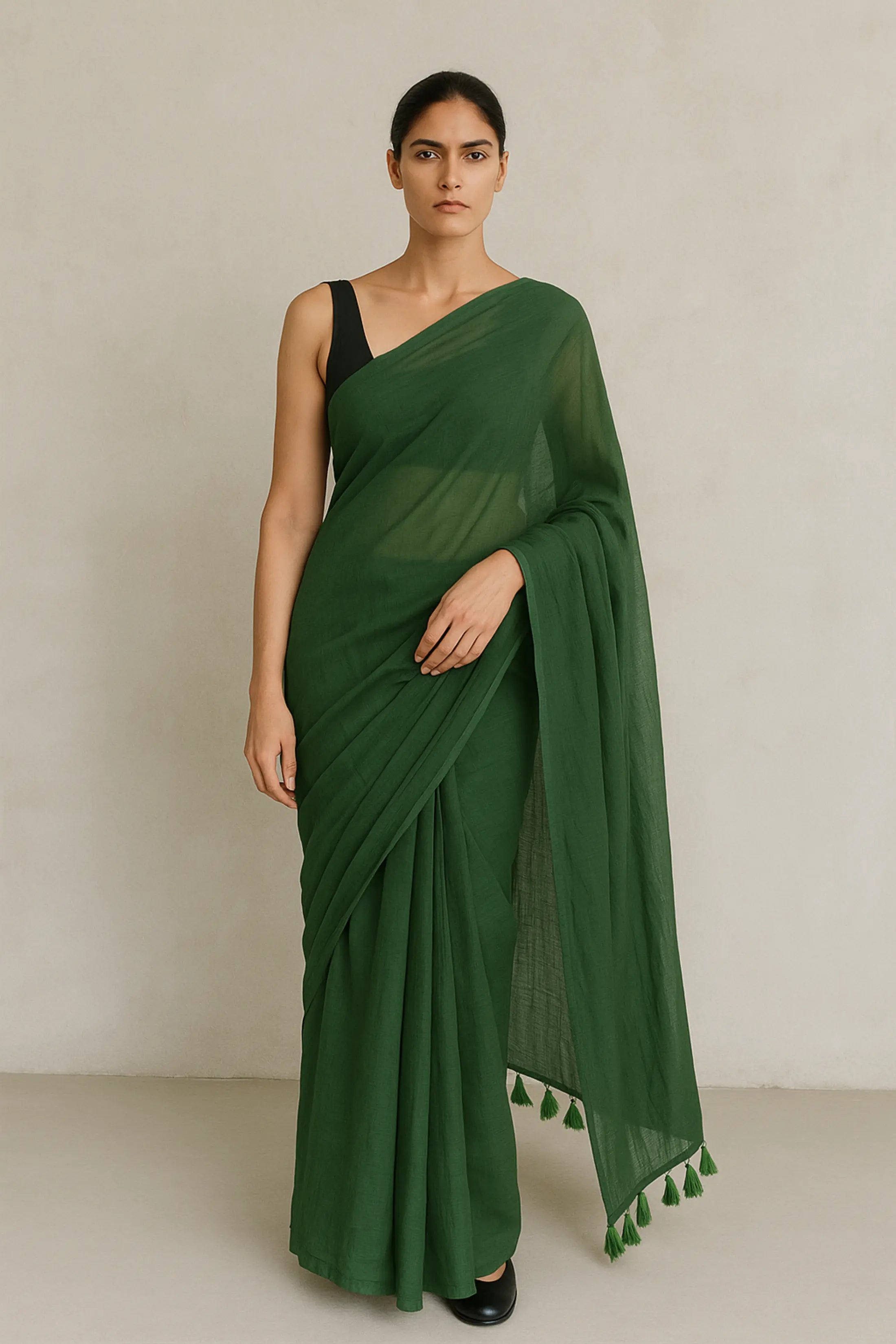 Dark Grace | Handloom Mul Cotton | Indidha Saree