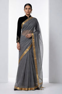 CHARCOAL ASH | Kota Doria | Indidha Saree