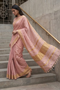 ZARSI GULABI | Linen Tissue | Indidha Saree