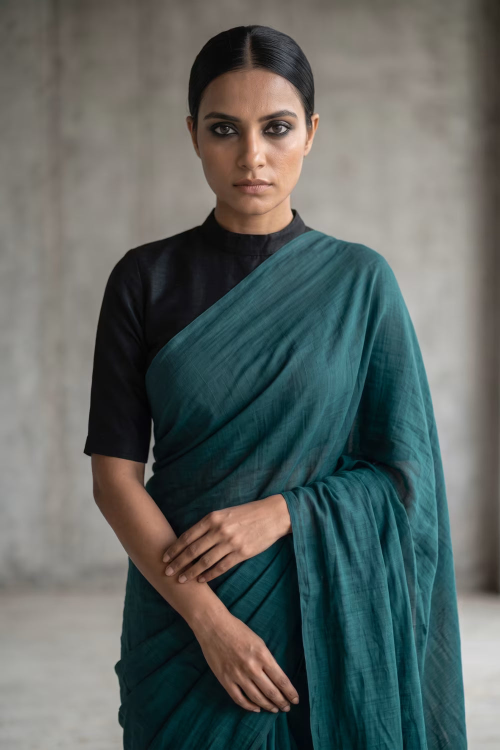 Harbor Slate | Slub Cotton | Indidha Saree