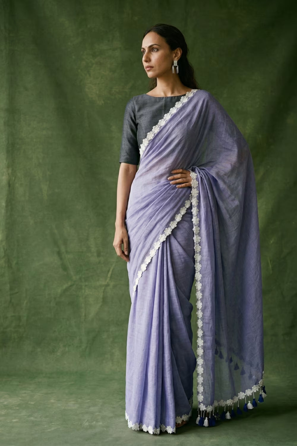 BLUE BLOSSOMES | Mul Cotton | Indidha Saree