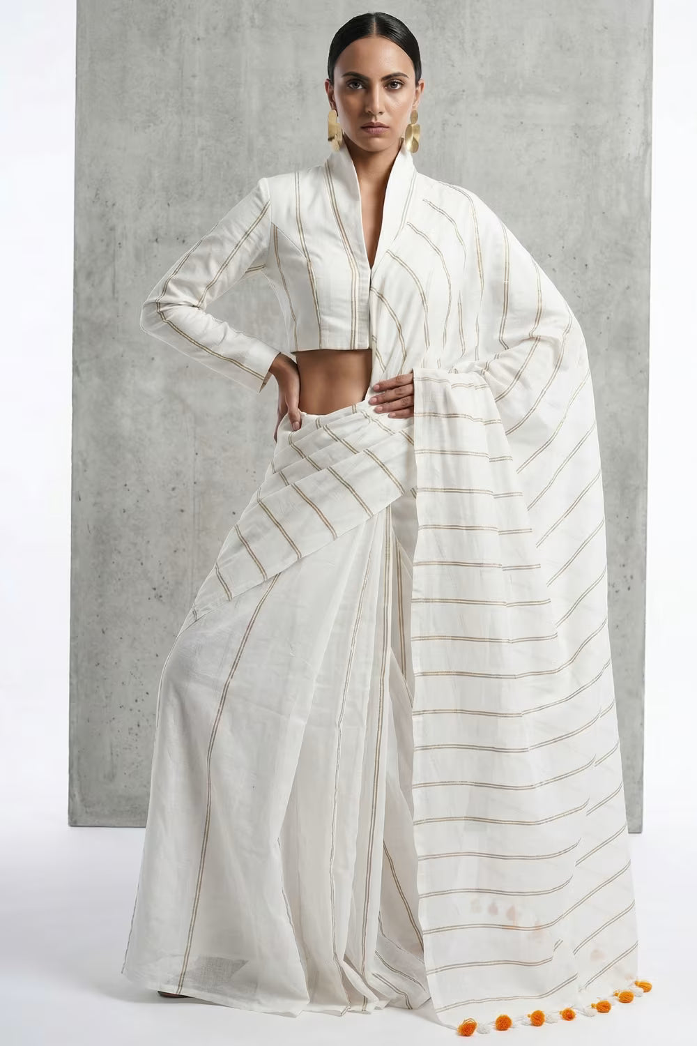 CLASSIC SERENITY | Textured Cotton | Indidha Saree