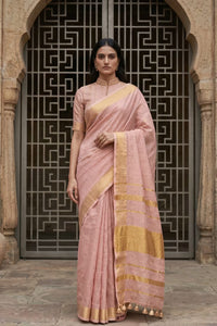 ZARSI GULABI | Linen Tissue | Indidha Saree