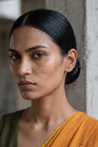 Ochre Block | Mul Cotton | Indidha Saree