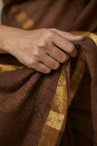 EARTHY BROWN | Kota Doria | Indidha Saree