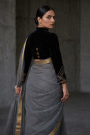 CHARCOAL ASH | Kota Doria | Indidha Saree