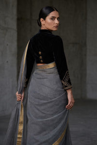 CHARCOAL ASH | Kota Doria | Indidha Saree