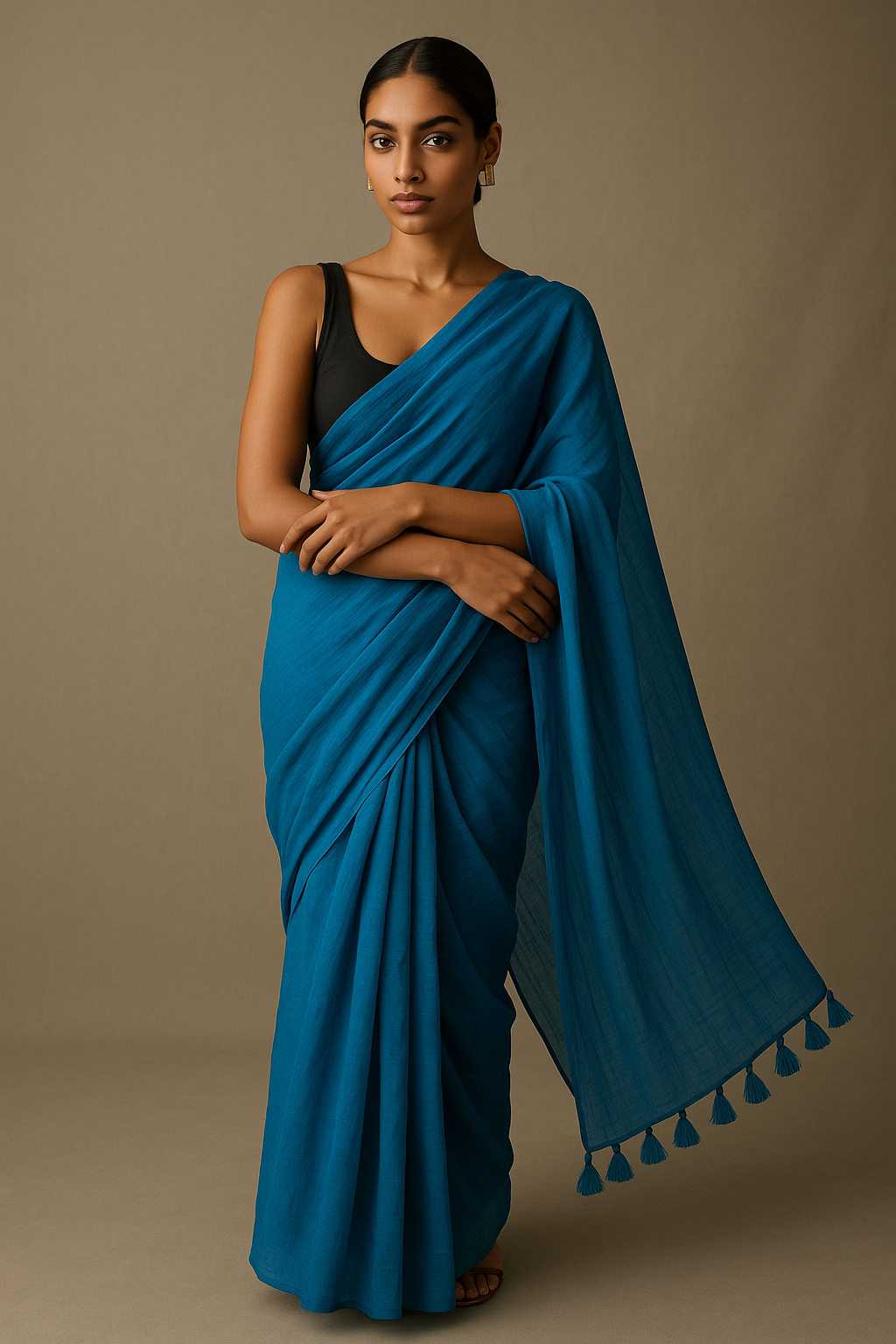 Azure Veil | Handloom Mul Cotton | Indidha Saree -  Azure Veil – Cobalt Blue Handloom Mul Cotton Saree | Indidha  Shop Azure Veil – a handloom mul cotton saree in rich cobalt blue. Ultra-soft, breathable, and tassel-detailed. Ethically made for everyday elegance. 