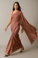 BITE THE DUST | Mul Cotton | Indidha Saree -  Pure Mul Cotton Saree in Dusty Rose | Handloom & Lightweight  Shop this handloom pure mul cotton saree in dusty rose. Lightweight, breathable & skin-friendly — perfect for daily wear with timeless elegance.