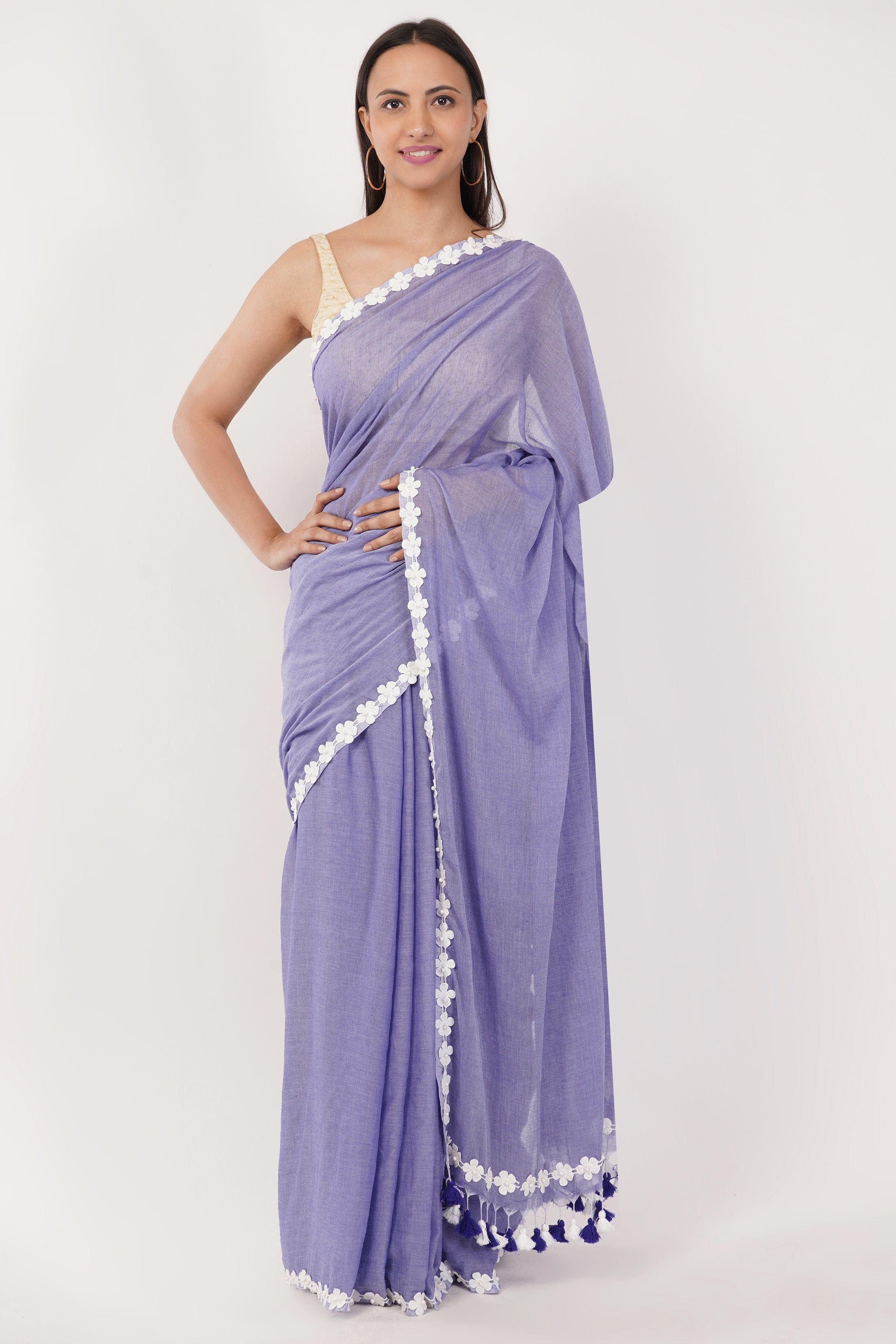 BLUE BLOSSOMES | Mul Cotton | Indidha Saree