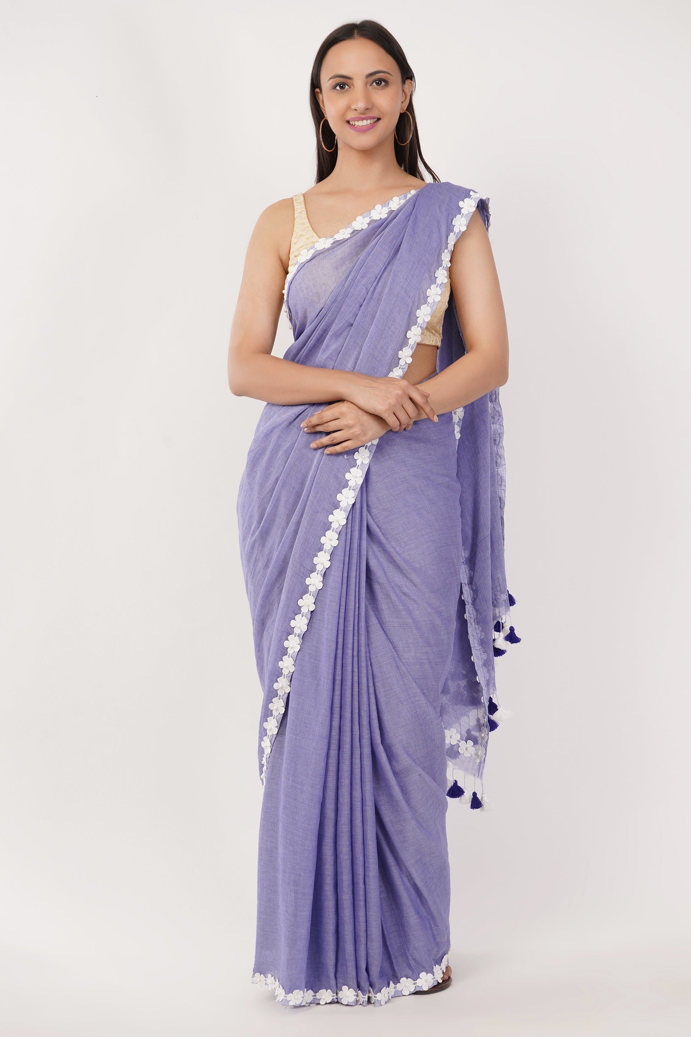 BLUE BLOSSOMES | Mul Cotton | Indidha Saree