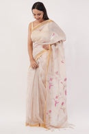 Puja Malakar, Fulia Saree BLUSH BLOSSOM | Linen Tissue | Indidha Saree