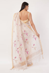 Puja Malakar, Fulia Saree BLUSH BLOSSOM | Linen Tissue | Indidha Saree
