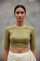 Olive Ground | Mul Cotton | Blouse Fabric