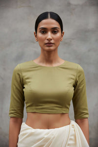 Olive Ground | Mul Cotton | Blouse Fabric