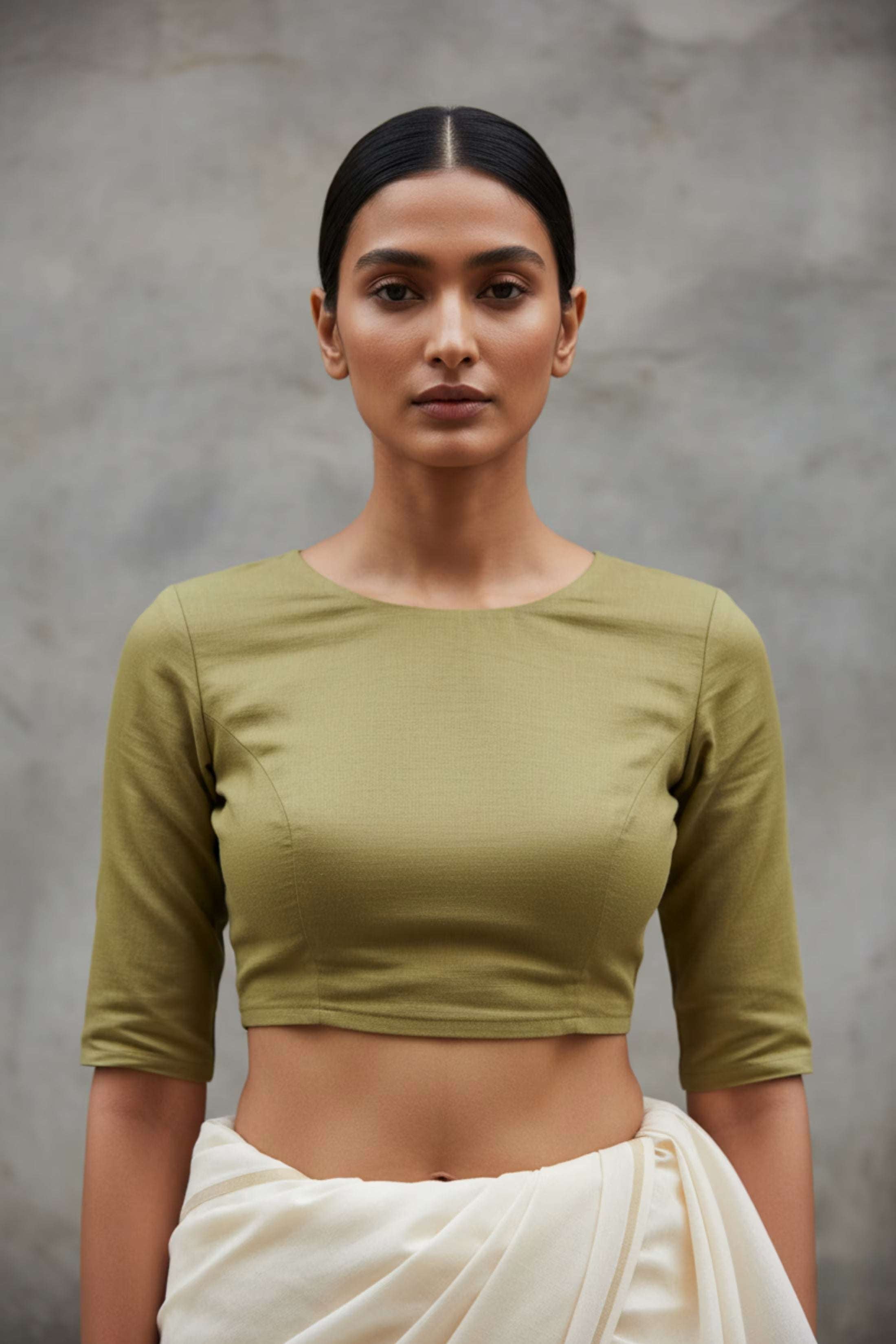 Olive Ground | Mul Cotton | Blouse Fabric