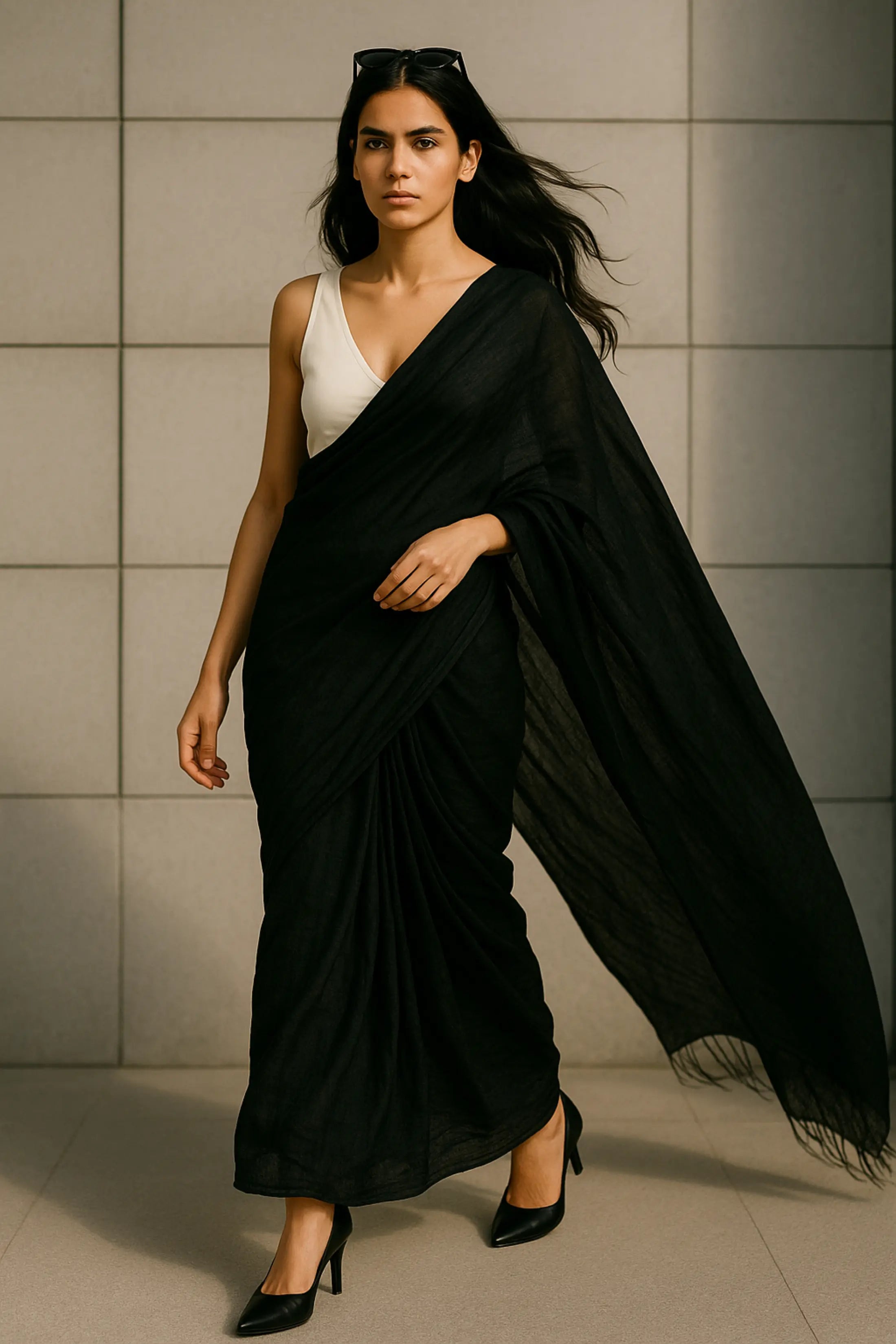 CHARCOAL DUST | Handloom Tissue | Indidha Saree