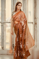 Surbhi Silk Fab, BGP Saree Brown CREST | Organza Kota Embroidery | Indidha Saree
