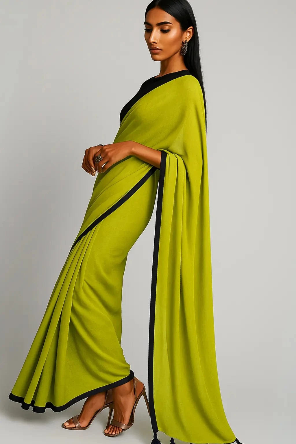 Chartreuse Charm | Mul Cotton | Indidha Saree -  Chartreuse Charm - Handloom Mul Cotton Saree | Indidha  Shop Chartreuse Charm – a vibrant handloom mul cotton saree in chartreuse green with black tassels. Breezy, minimal, and perfect for summer. Only at Indidha.

