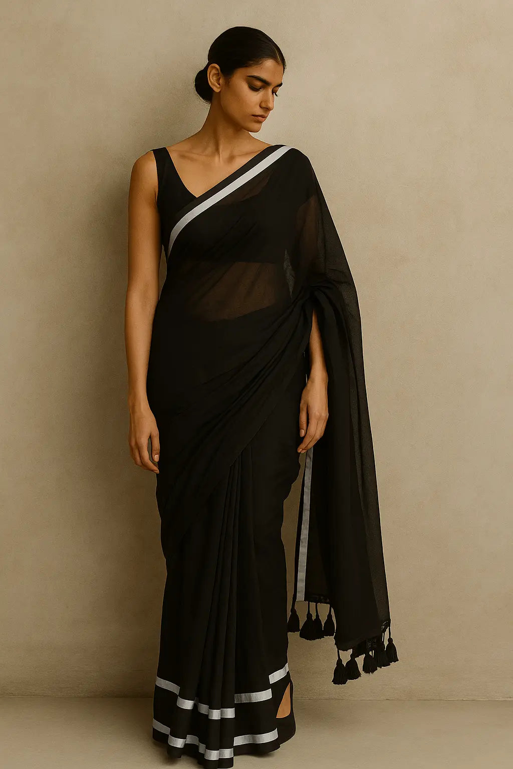 Kaali Reva | Handloom Mul Cotton | Indidha Saree