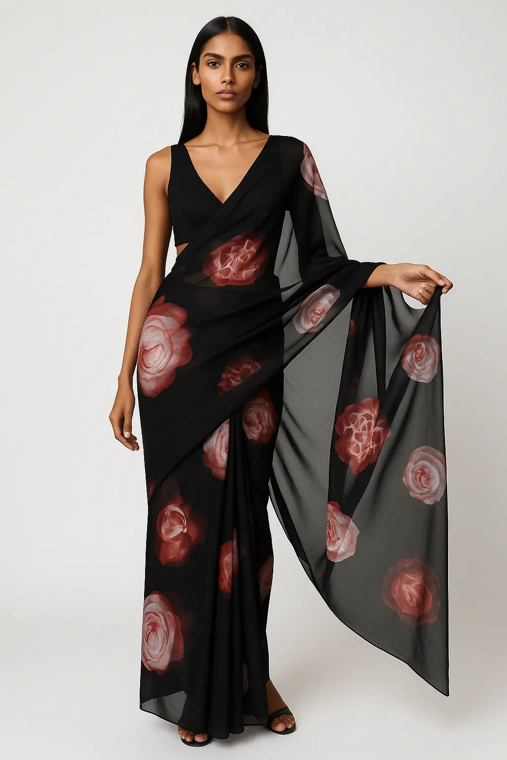 GULABO | Organza | Indidha Saree -  Buy Organza Saree | Incredibly Authentic Insanely Affordable  This stunning Organza saree is a sight to behold. The lightweight fabric of the saree is perfect for those who want to move around freely and comfortably without sacrificing style. The gorgeous shades are blended seamlessly throughout the saree, creating a mesmerizing visual effect. The saree's lightness adds to its overall elegance and grace, making it a perfect choice for special occasions or daily wear. 